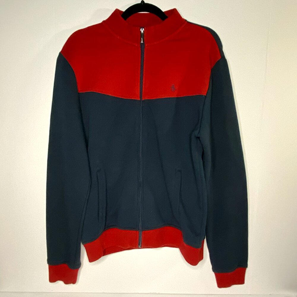 The Original Penguin Fleece Track Jacket Boy Man Zip-up Sweatshirt: Sz M
